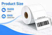 2.25" x 1.25" Direct Thermal Labels – 15,000 Labels(per carton), 15 Rolls × 1,000, White