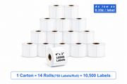 4" x 2" Direct Thermal Labels – 10,500 Labels(per carton), 14 Rolls × 750, White
