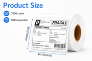 4" x 3" Direct Thermal Labels – 7,500 Labels(per carton), 15 Rolls × 500, White