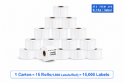 2.25" x 1.25" Direct Thermal Labels – 15,000 Labels(per carton), 15 Rolls × 1,000, White