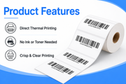 4" x 2" Direct Thermal Labels – 10,500 Labels(per carton), 14 Rolls × 750, White