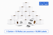 2" x 1" Direct Thermal Labels – 19,500 Labels(per carton), 15 Rolls × 1,300, White