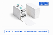 4" x 6" Fanfold Direct Thermal Shipping Labels – 4,500 Labels(per carton), 2 Stacks × 2,250, White