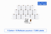 4" x 3" Direct Thermal Labels – 7,500 Labels(per carton), 15 Rolls × 500, White
